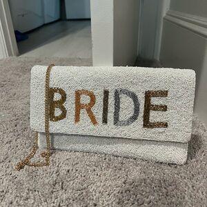 Beaded Bride Clutch with Chain